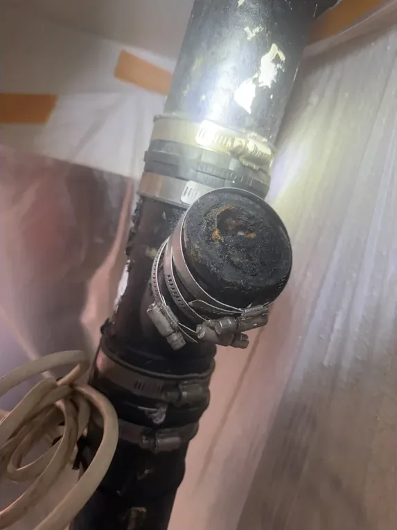 A drain blockage successfully cleared by the C&C Plumbing team.